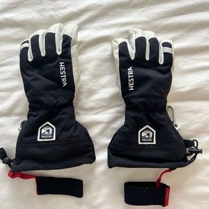 Hestra Army Leather Heli Ski Glove, Black/White, Size 8